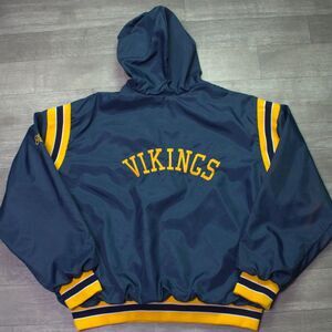 Vintage Vikings Football Coach Pullover Jacket Hoodie XL Blue